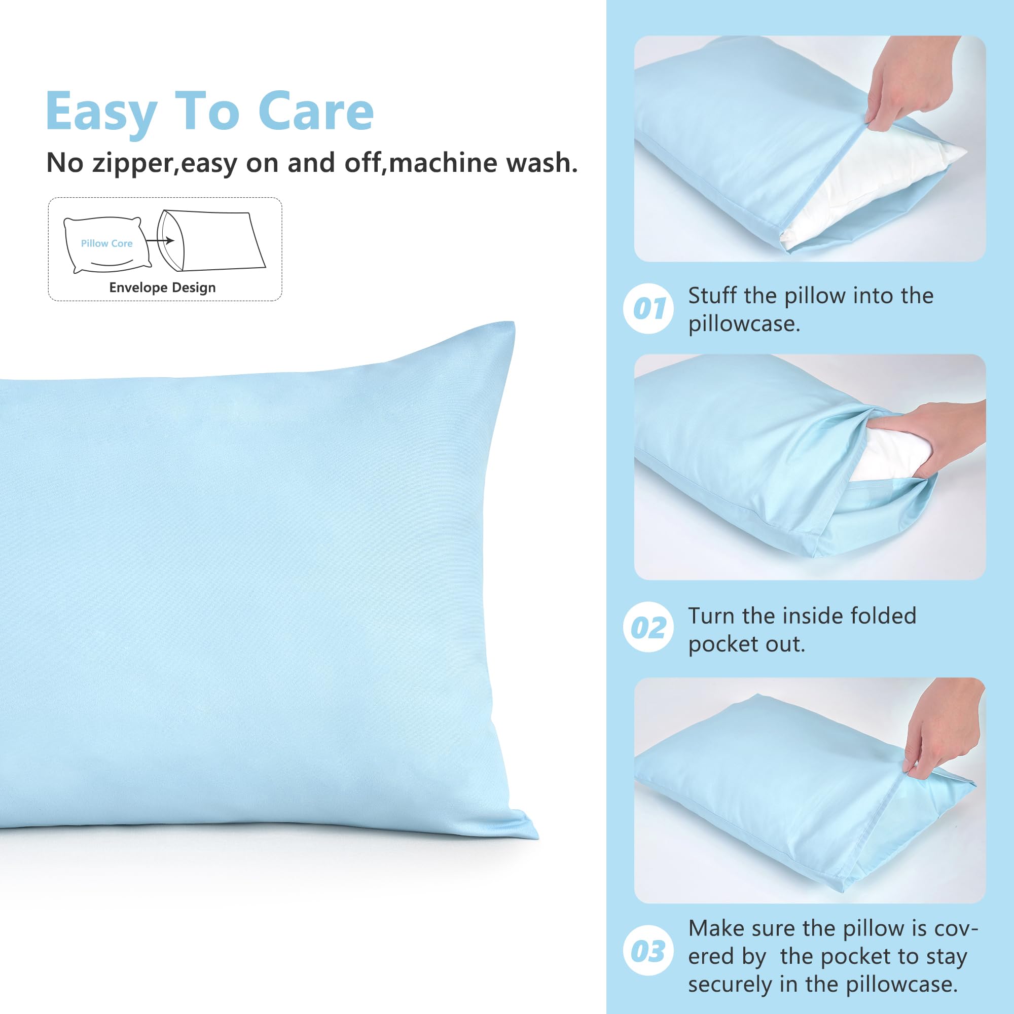 TILLYOU machine washable pillowcase for quick cleanup