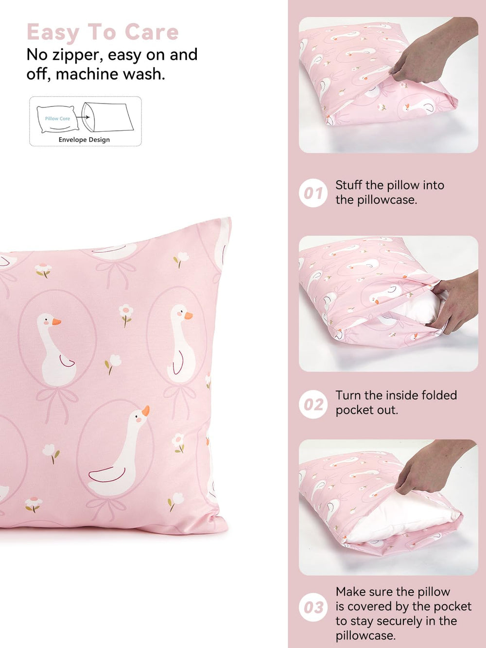 TILLYOU pillowcase with envelope closure prevents snagging