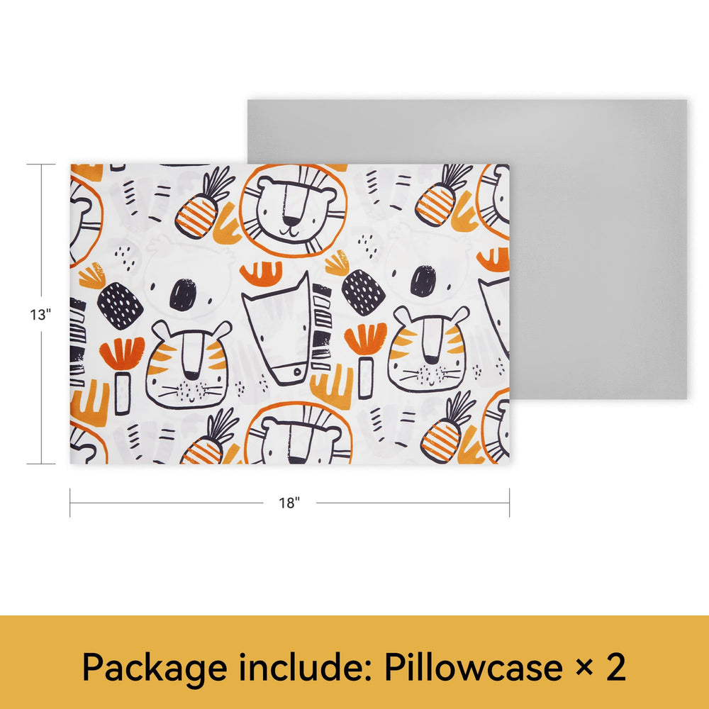 TILLYOU envelope-closure lion pillowcase design, safe closure without zipper irritation.