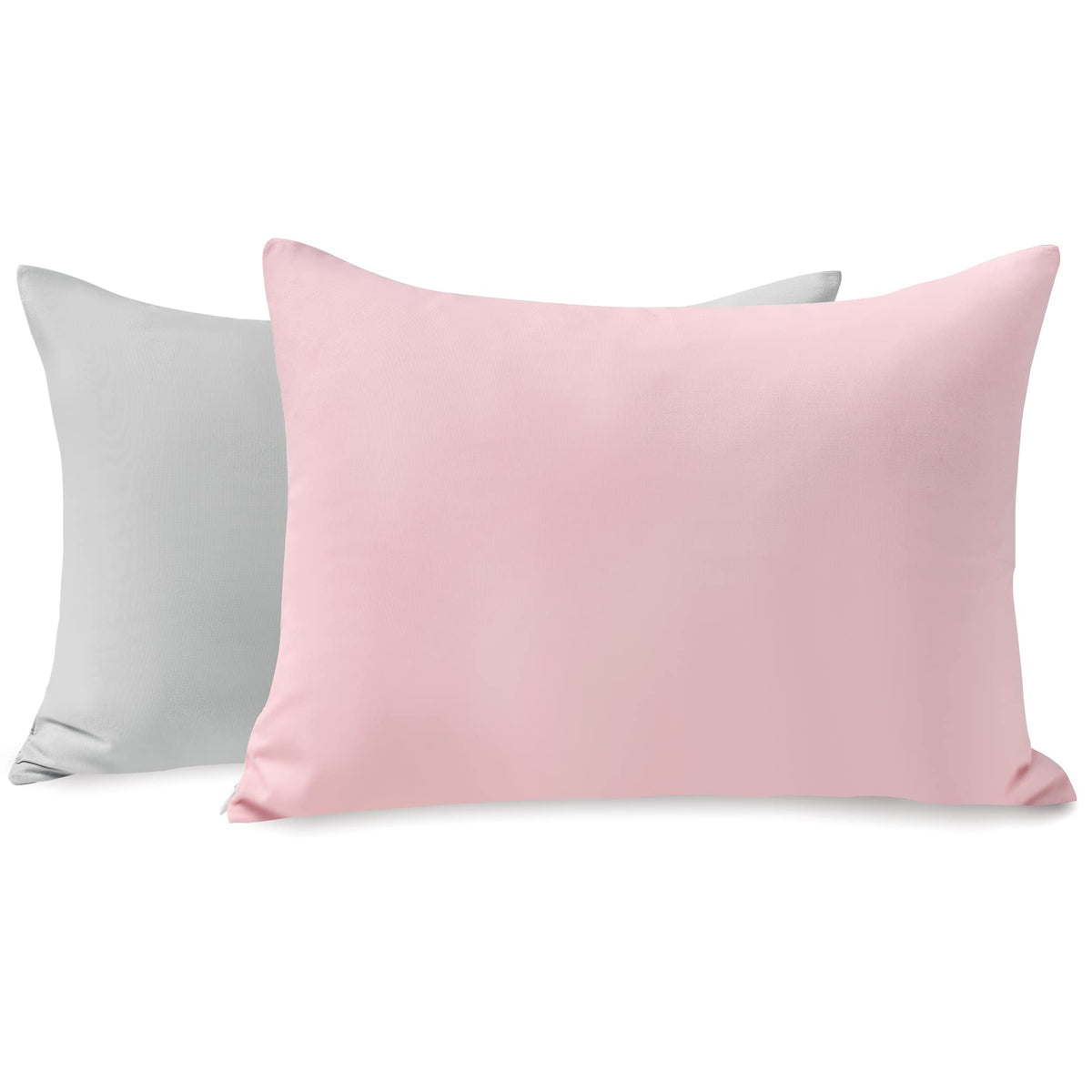 TILLYOU toddler pillowcase gray pink pack with silky microfiber for soft naps