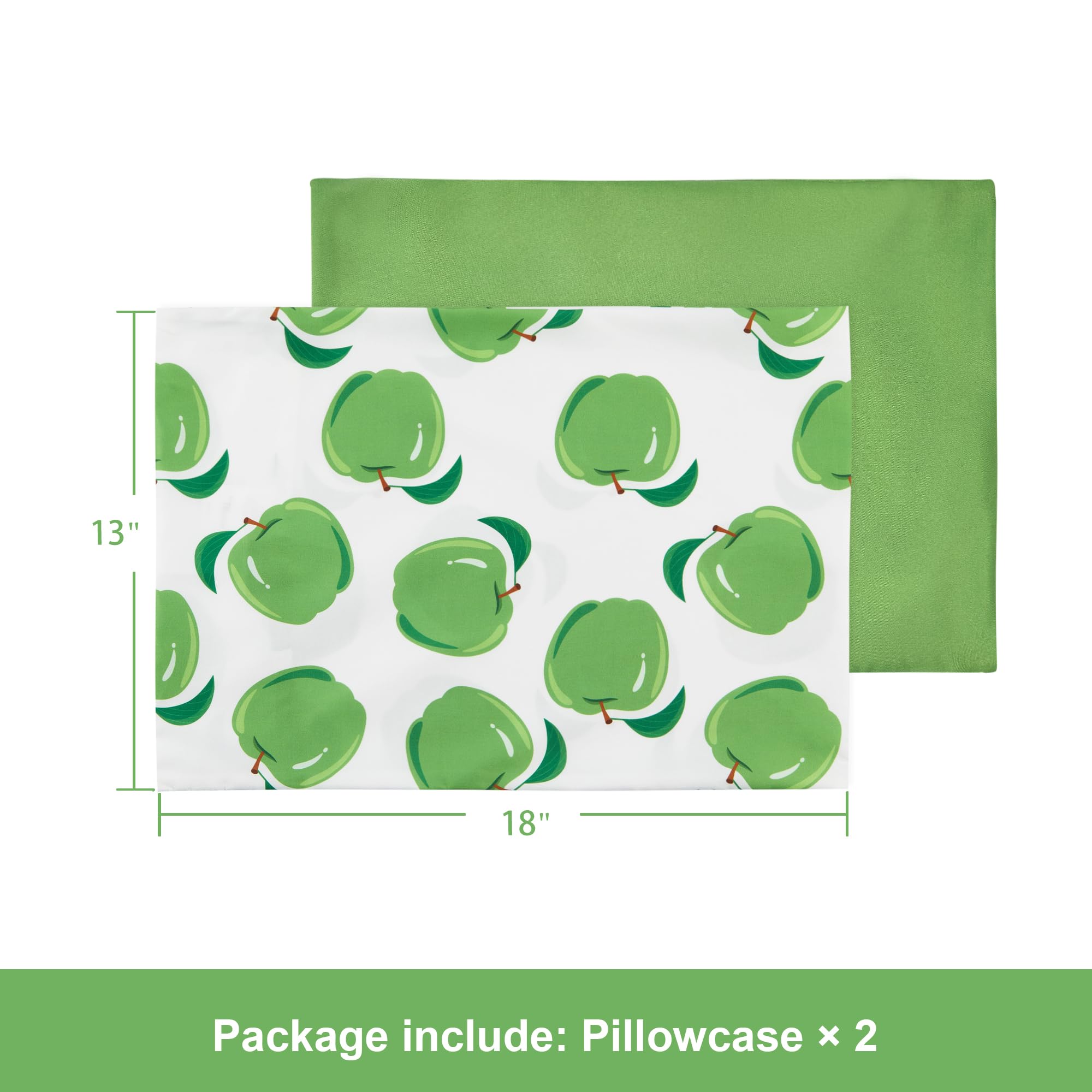 TILLYOU travel pillowcase in fruit green, 13x18, machine washable.