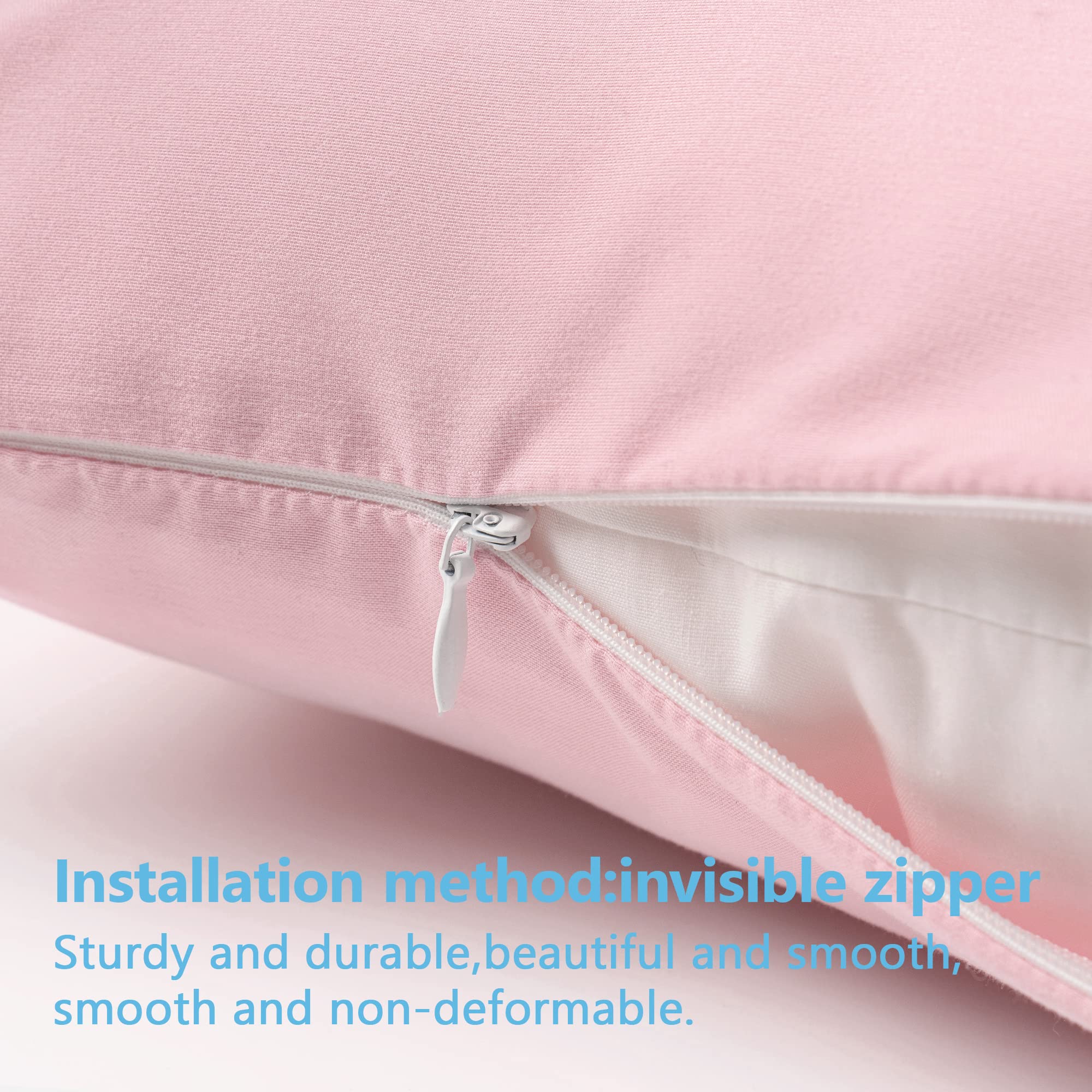 TILLYOU pillowcase zipper closure closeup showing secure fit