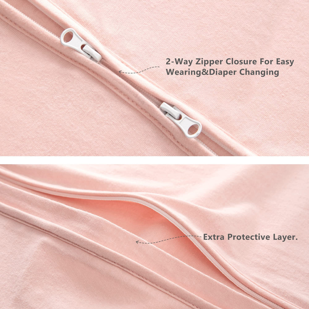TILLYOU wide-leg room sleep sack supports leg movement.