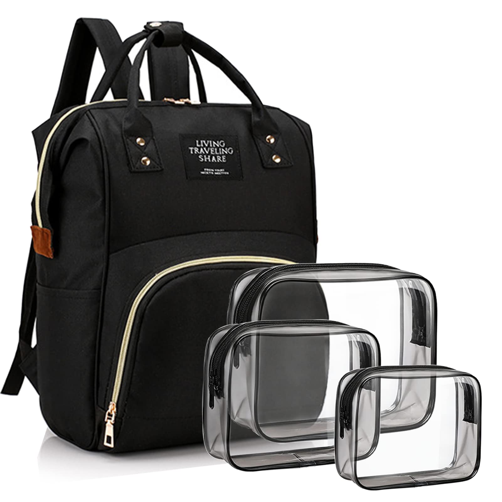 Timberer diaper bag front view highlighting black color and sleek organization