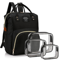 Timberer diaper bag front view highlighting black color and sleek organization