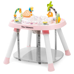 Time Followers 6-in-1 Baby Activity Center pink front view promotes curious play and early motor skills
