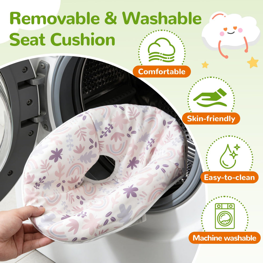Time Followers 6-in-1 Baby Activity Center pink rotating seat aids comfortable play