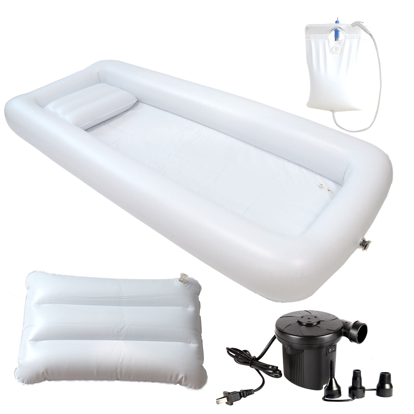 Timisea inflatable bathtub in bedside bathing setup for elderly comfort