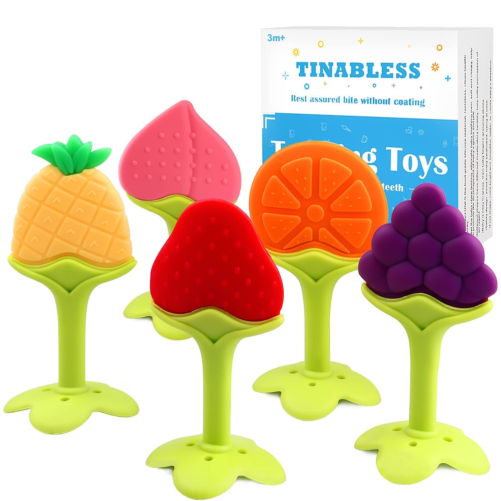 Tinabless teething keys pack – front view; safe silicone soothing gums.