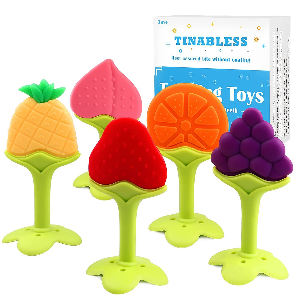 Tinabless teething keys pack – front view; safe silicone soothing gums.