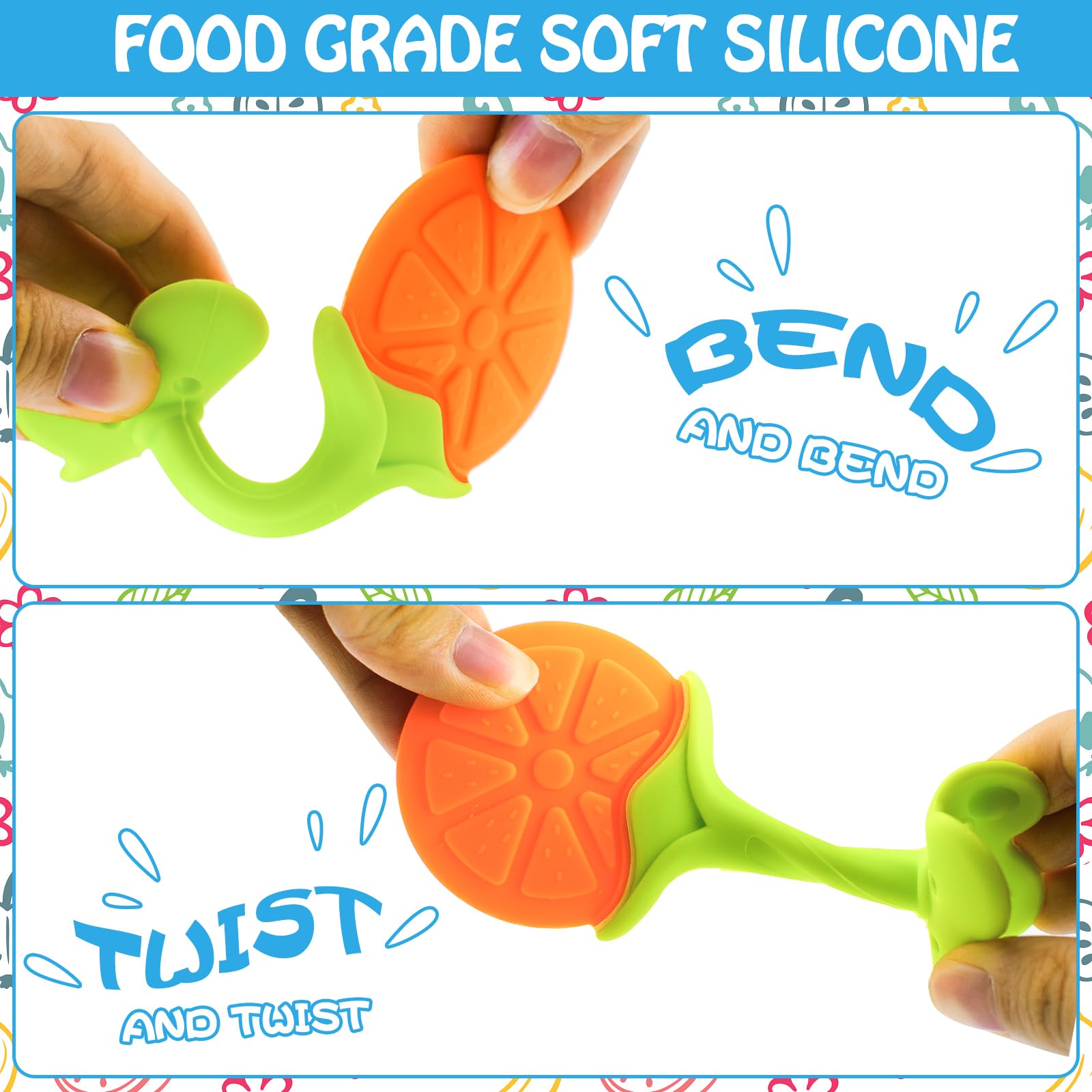 Tinabless teething keys in pastel colors; engaging for infants.