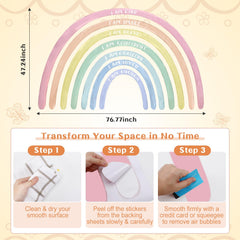 Tinideya rainbow wall decal close-up highlights durable waterproof vinyl.