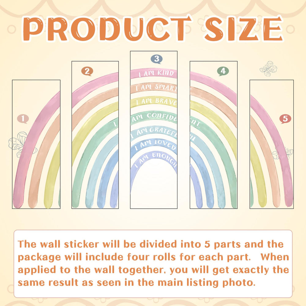 Tinideya rainbow wall decal pre-cut pieces simplify installation.