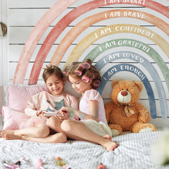Tinideya rainbow wall decal waterproof design suits busy kids' spaces.