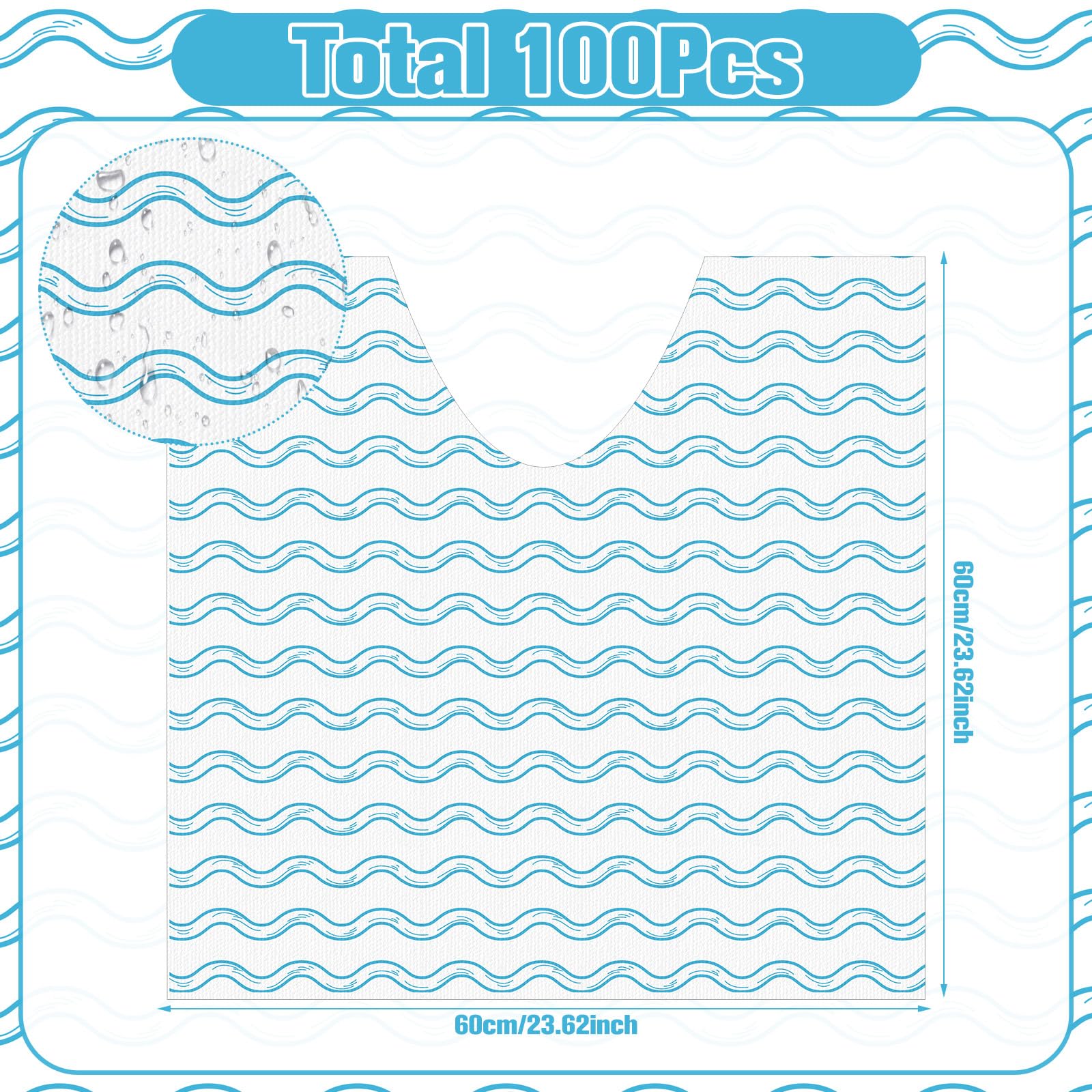 Tinideya white with blue waves design toilet mat adds clean aesthetic to any bathroom.