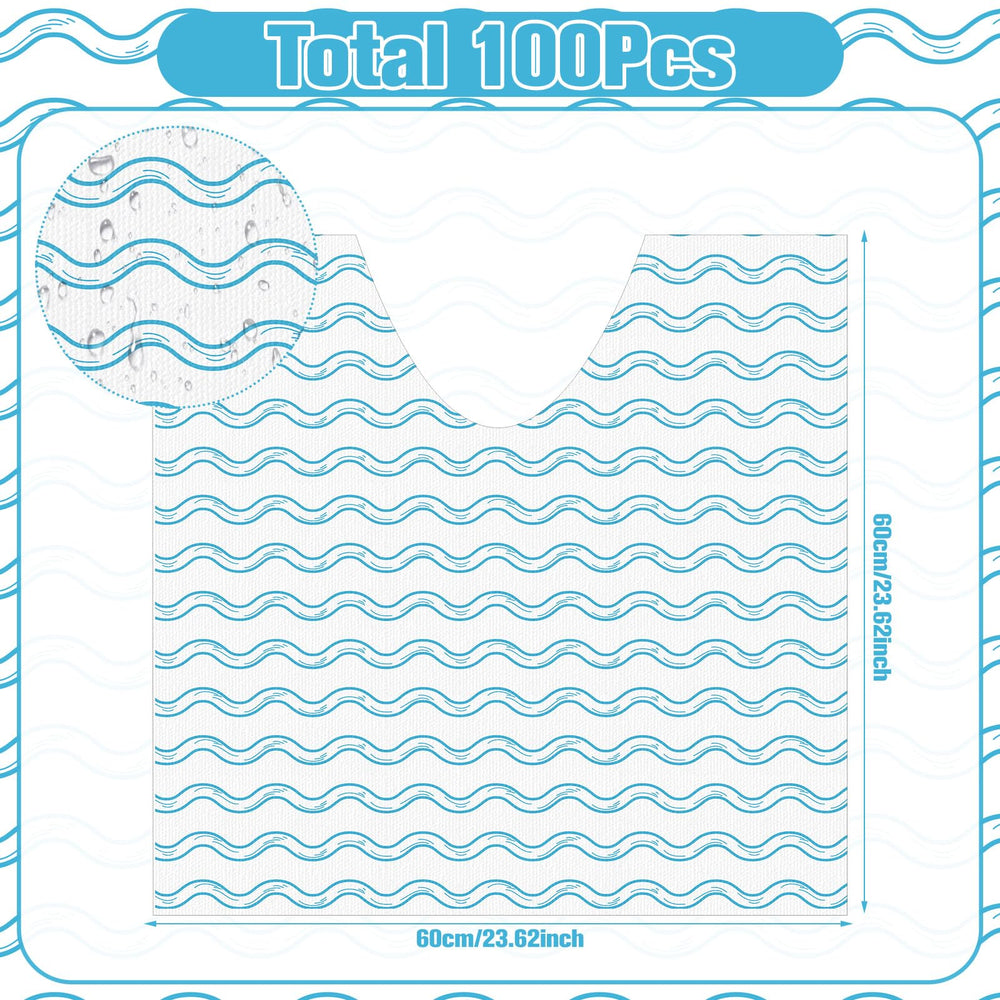 Tinideya white with blue waves design toilet mat adds clean aesthetic to any bathroom.