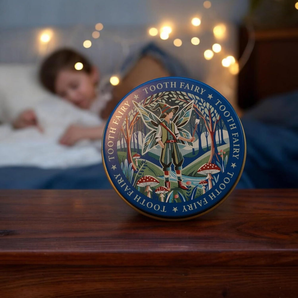 TINIT Tooth Fairy Tin boy design front view keeps teeth under pillow