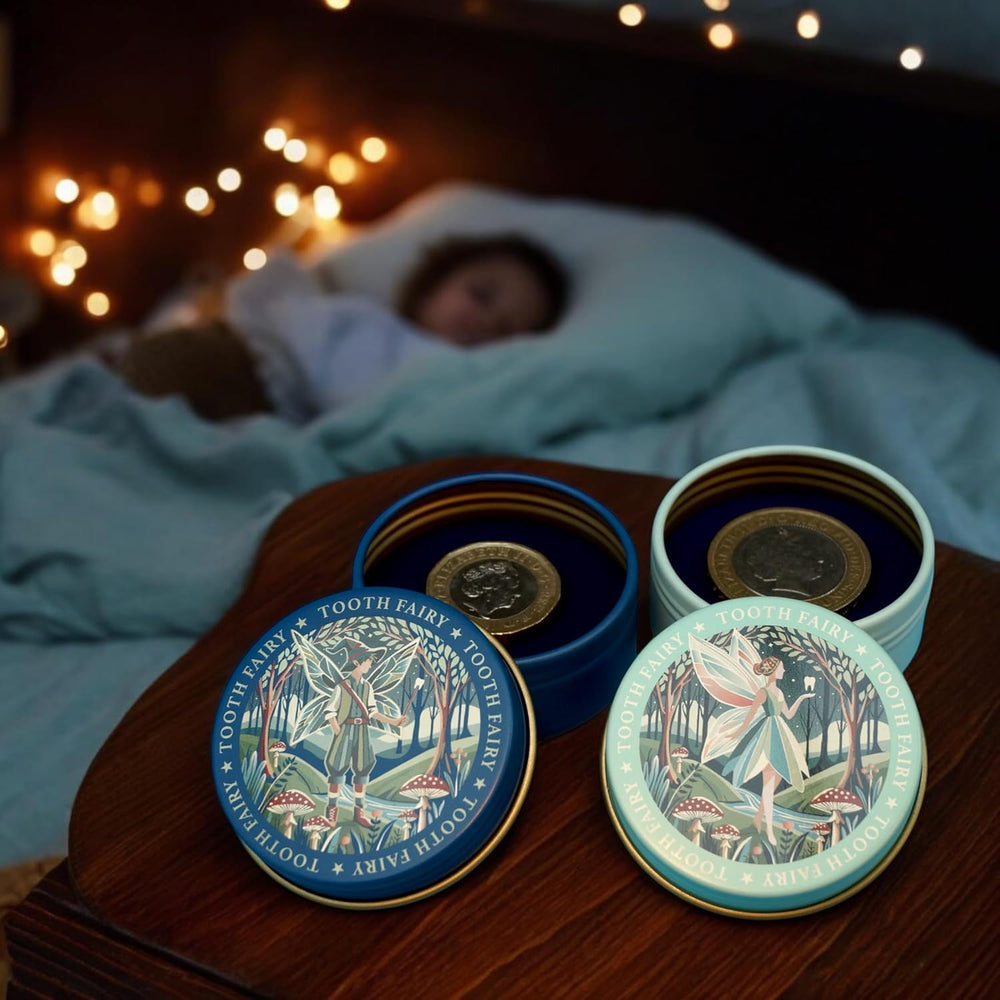 TINIT Two designs featuring boy and girl fairies in a dreamy forest