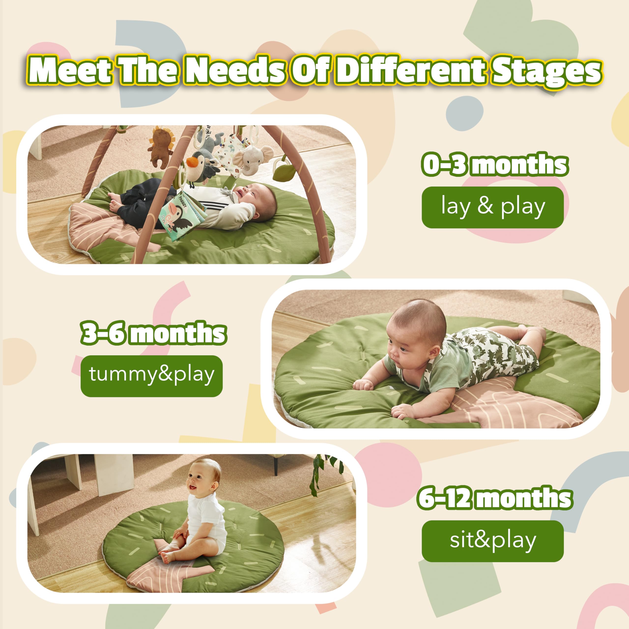 TINITIGIES detachable jungle toys include lion rattle for interactive play.