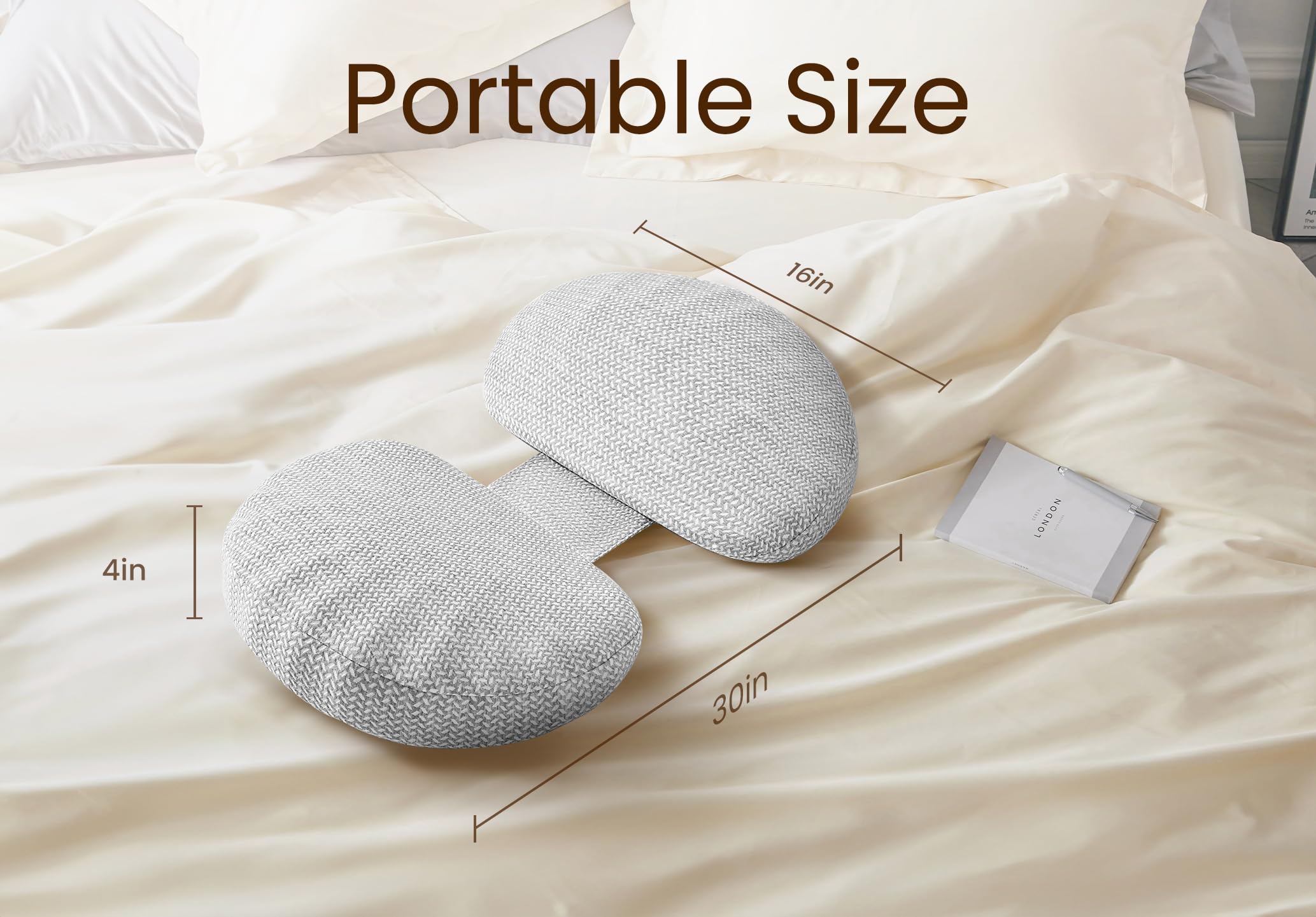 Tinkerz versatile-use pillow serves as leg support or lumbar cushion.