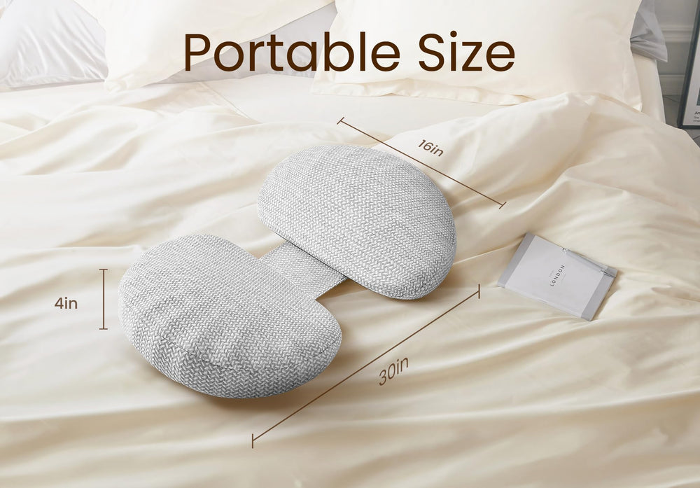 Tinkerz versatile-use pillow serves as leg support or lumbar cushion.