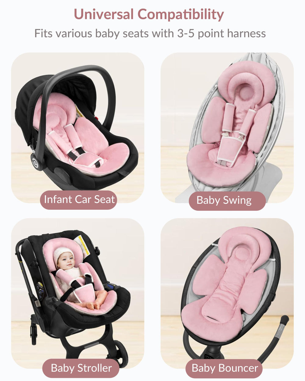 TinlyFinly all-seasons compatibility with most 3- to 5-point harness seats.
