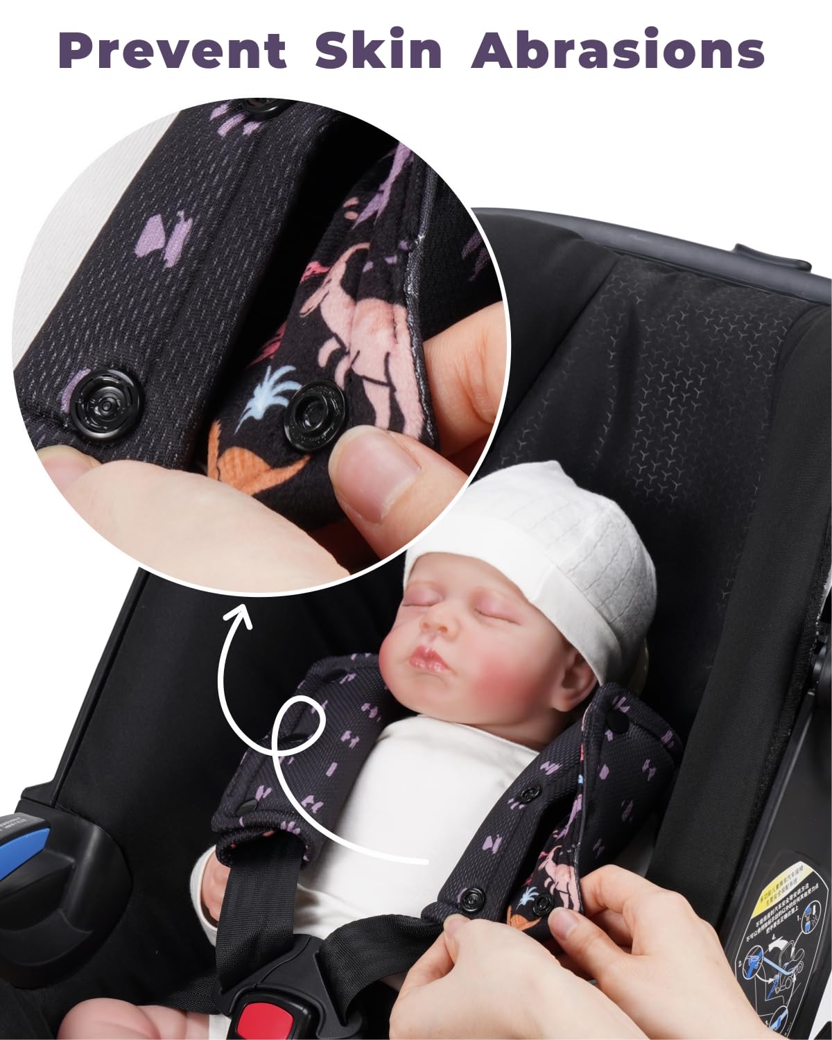 TinlyFinly Dinosaur baby carrier belt cover adds soft breathable cushioning.