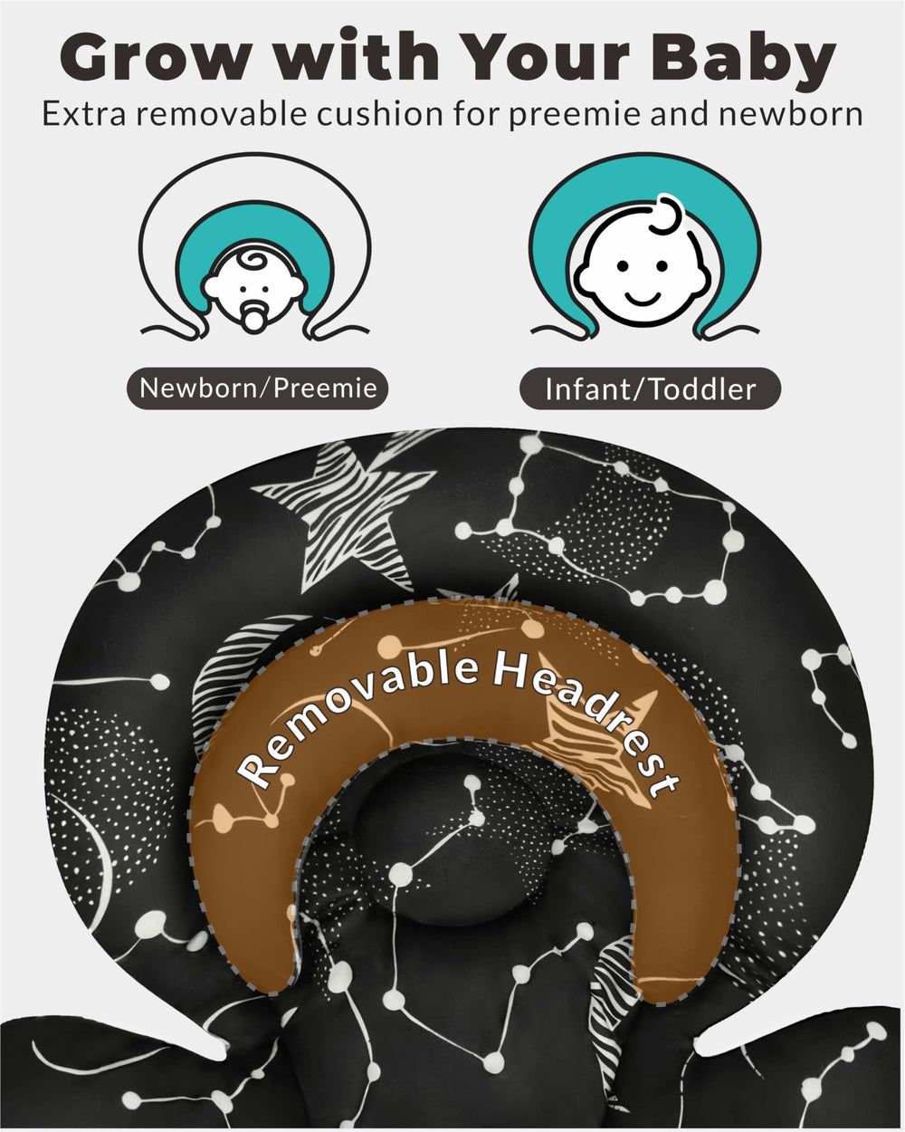 TinlyFinly infant seat insert reversible fabric for winter warmth.