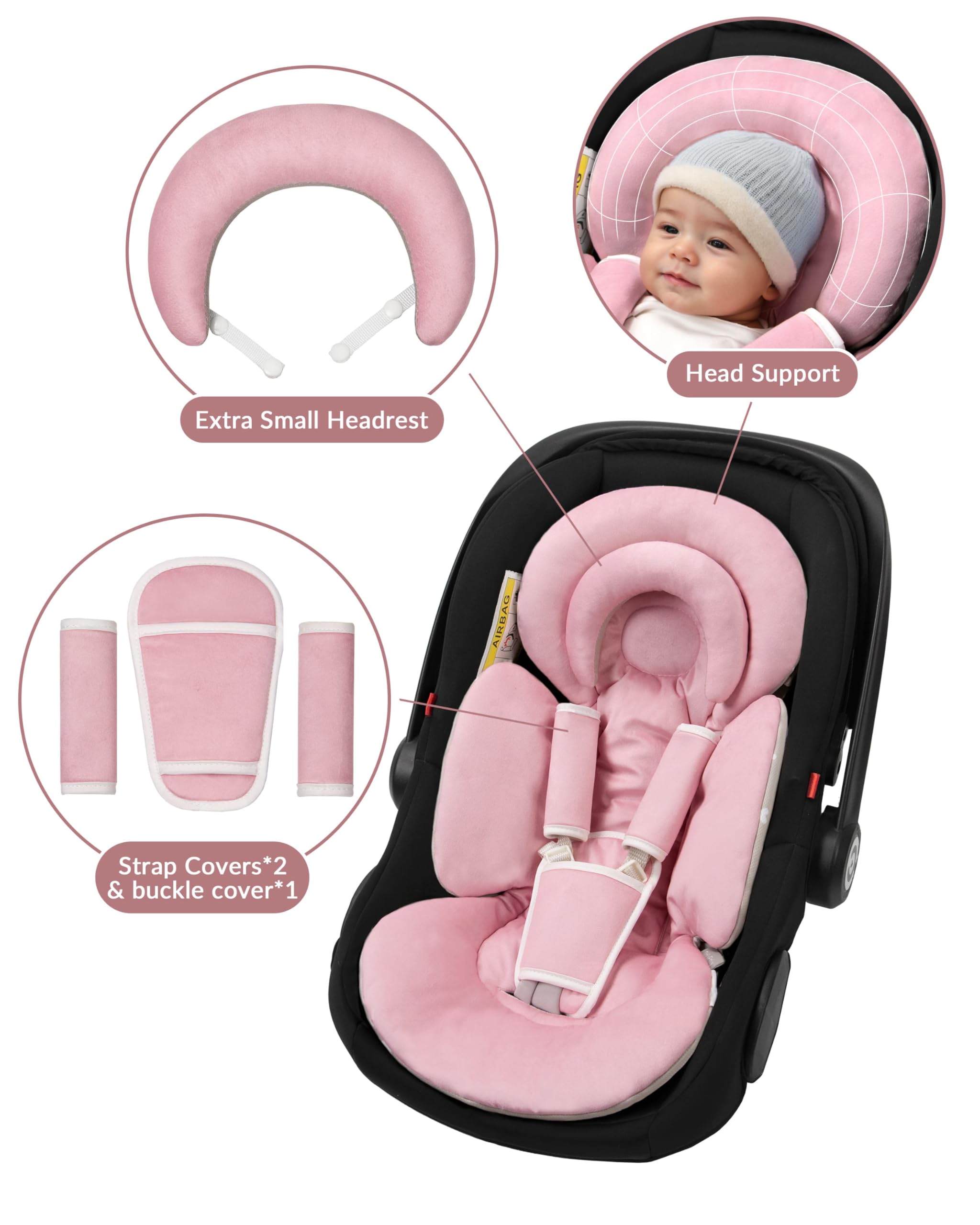 TinlyFinly infant-seat insert size 25.8x15.6 inches supports ages 0-24 months.