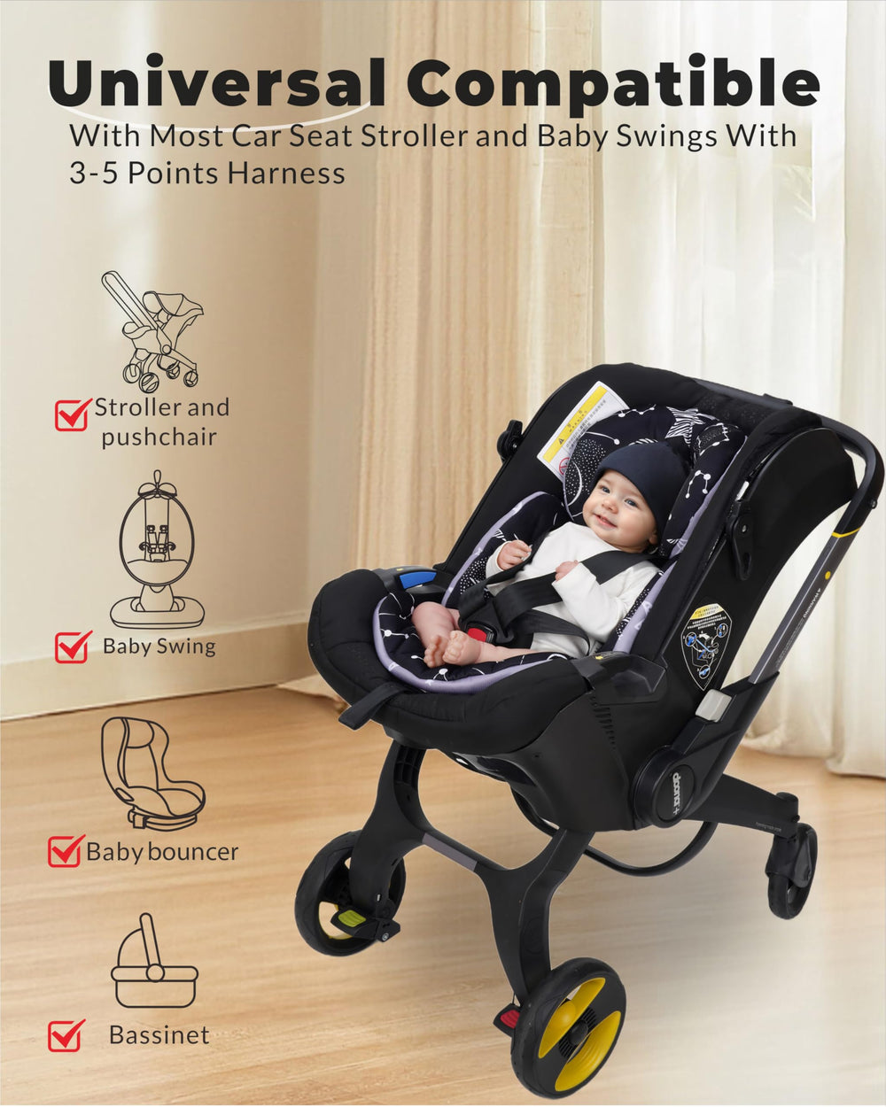 TinlyFinly infant seat insert strap covers protect tiny arms with cushioning.