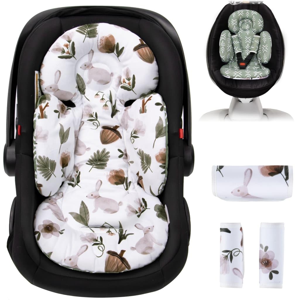 TinlyFinly newborn insert with reversible rabbit pattern for cozy head support