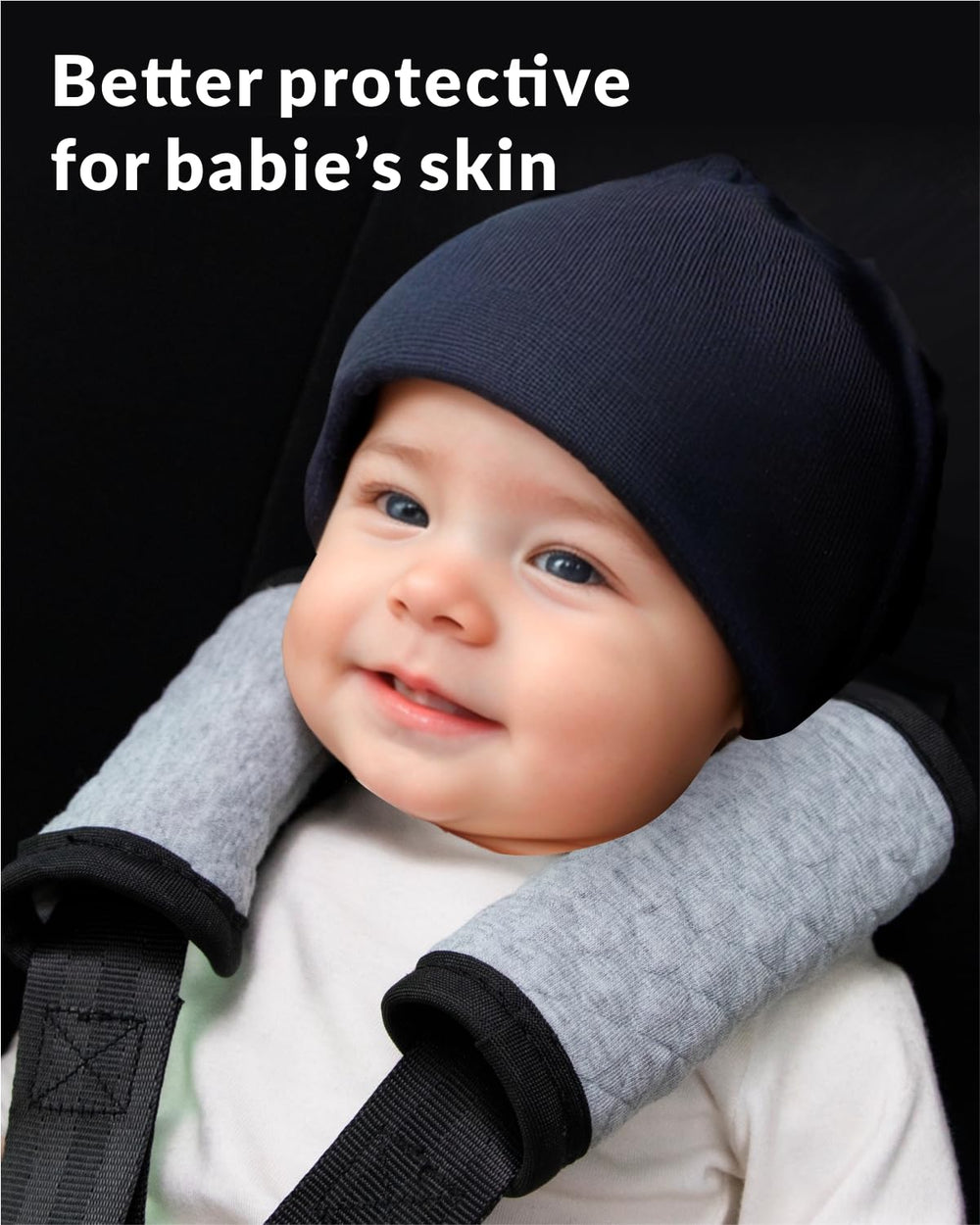 TinlyFinly pushchair strap pad gray with easy Velcro closure for quick fitting