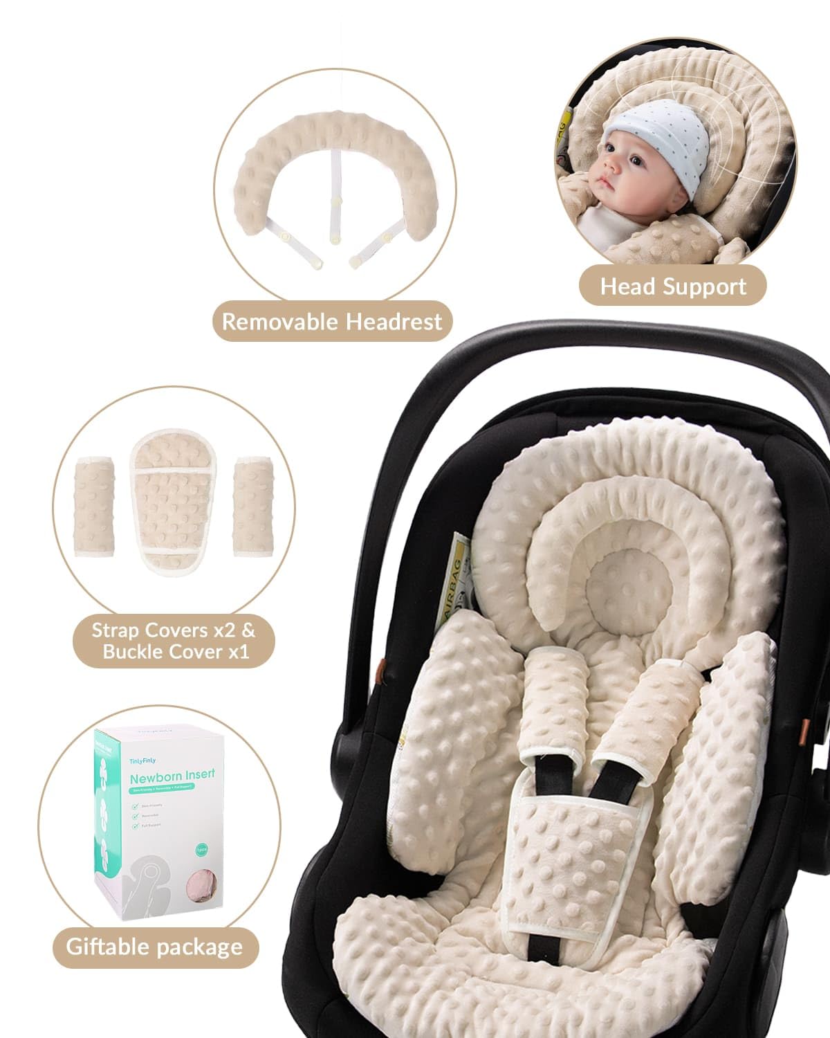 TinlyFinly soft plush fabric lining feels gentle against baby skin.