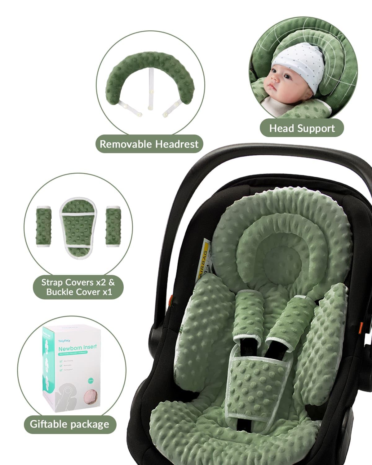 TinlyFinly universal harness compatibility fits 3-5 point seats across brands