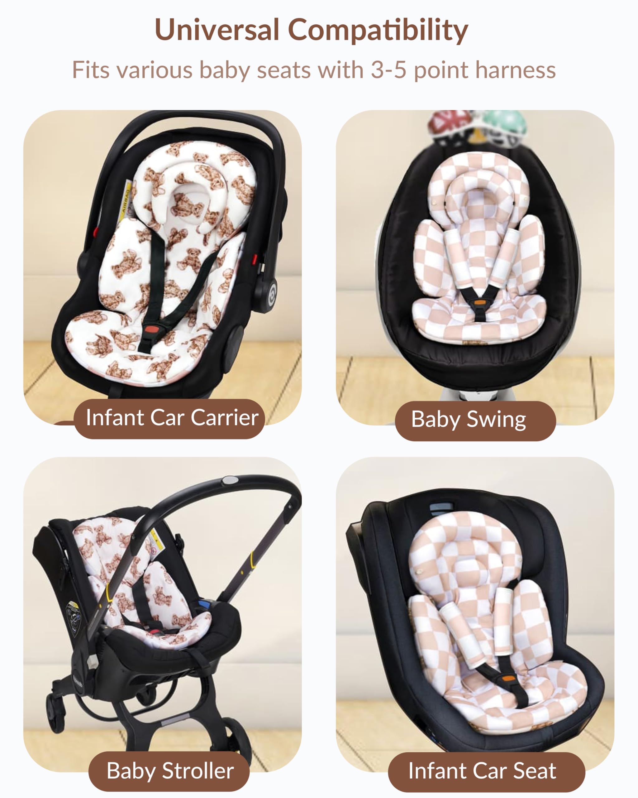 TinlyFinly universal harness compatibility fits most 3- to 5-point seats.