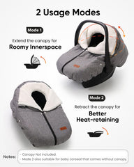 TinlyFinly grey cover with sherpa fleece lining for warm interior comfort