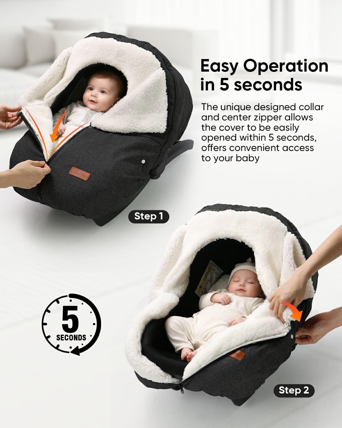 TinlyFinly sherpa interior provides a soft, warm touch for cold rides.