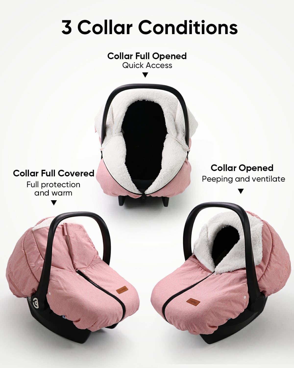 The center zipper provides easy access while helping control exposure to cold air.