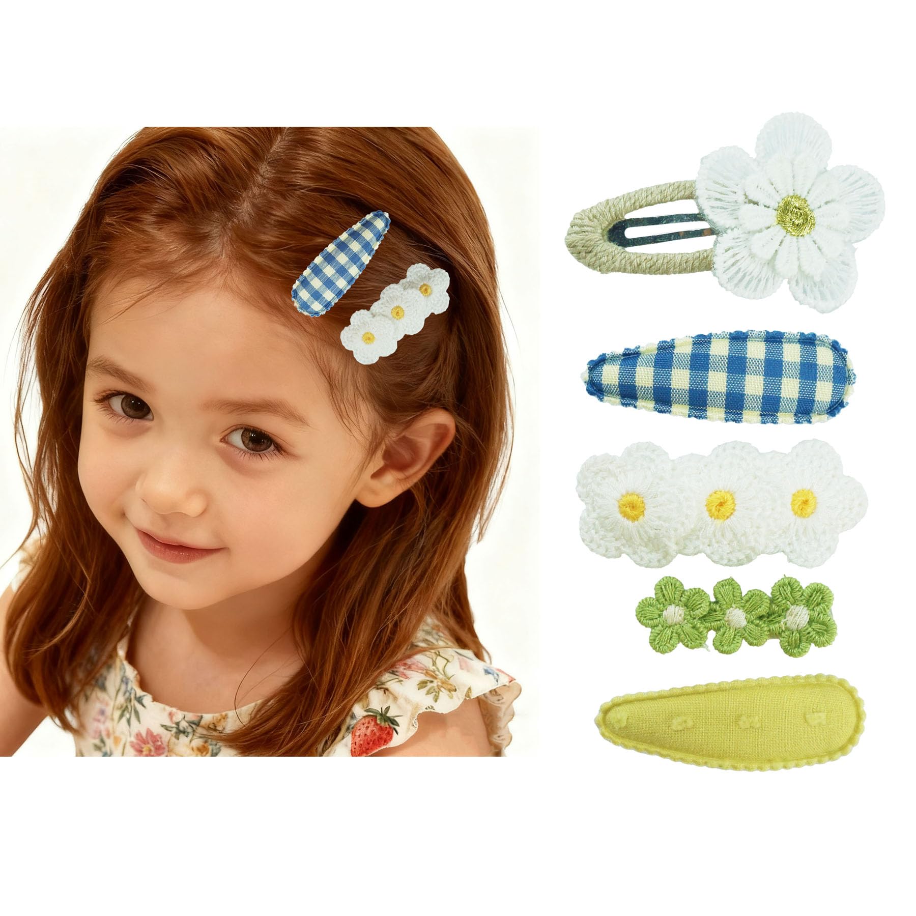 Tinsparkwin 5-pack baby hair clips: green closeup, gentle grip for delicate hair.
