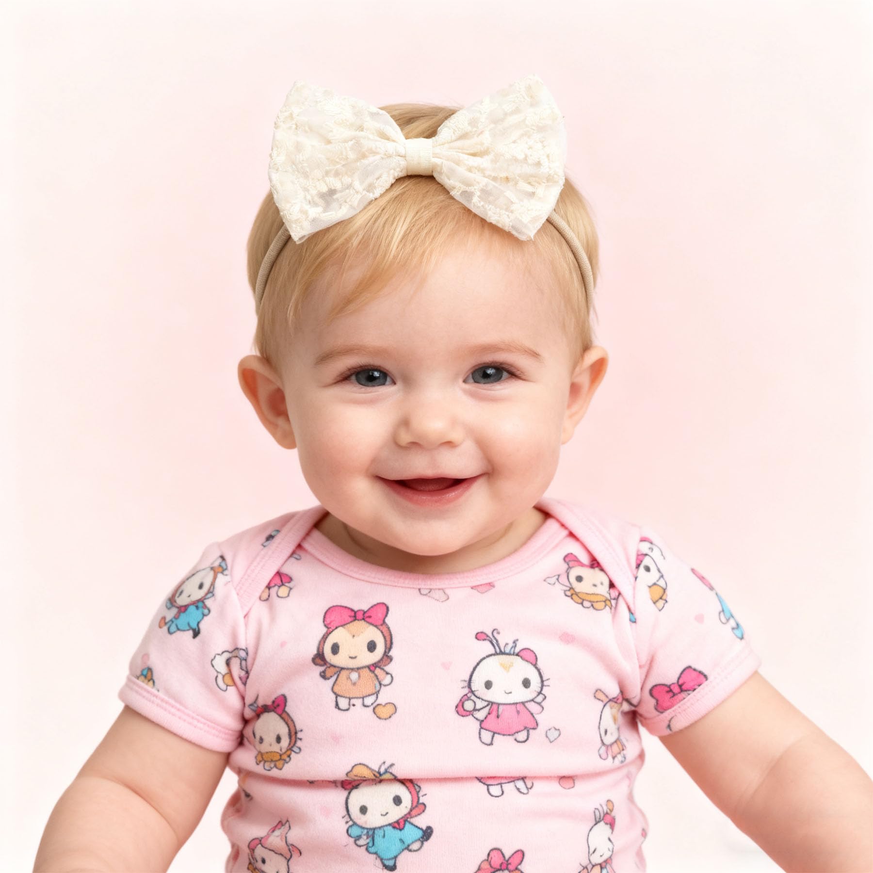 Tinsparkwin baby bow headband pink, versatile color for daily wear.