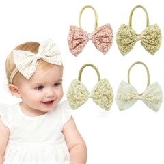 Tinsparkwin baby bow headband white, gentle on delicate skin for newborn photos.