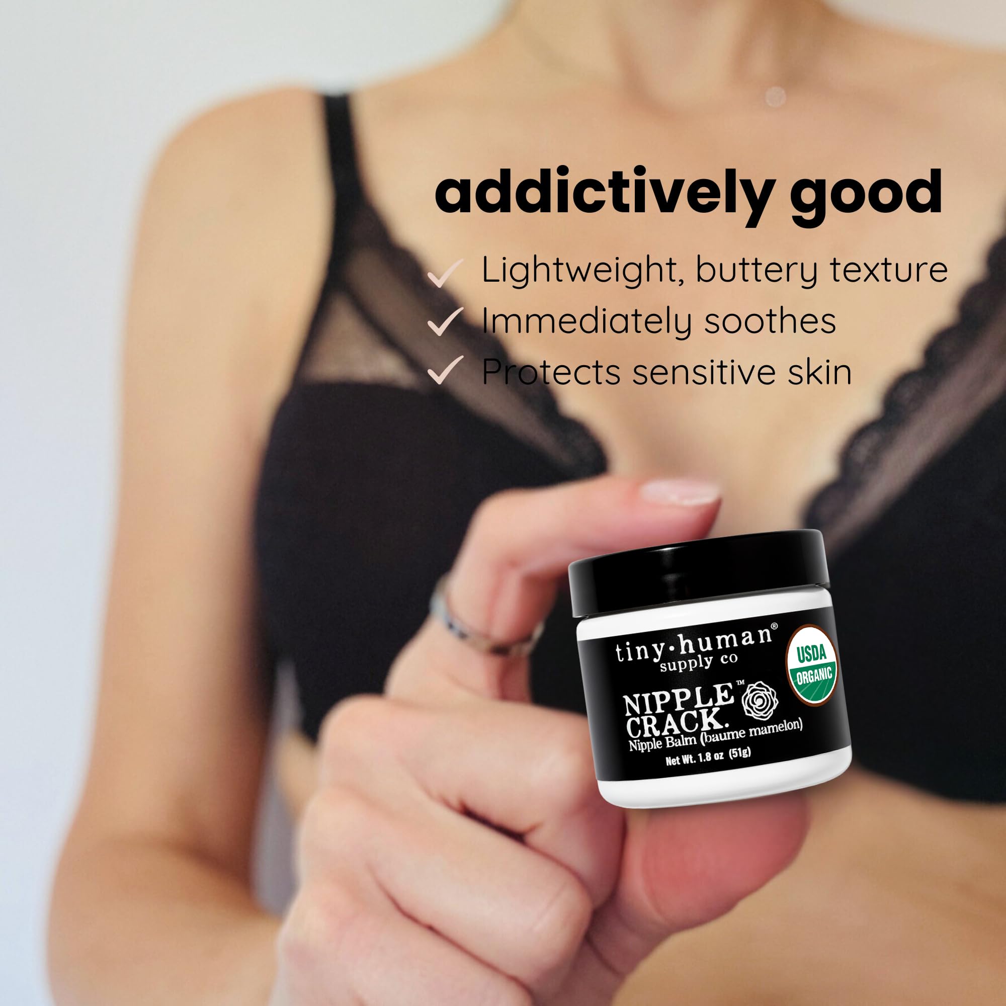 Tiny Human Supply Co Non-greasy formula prevents staining on clothes and pumps