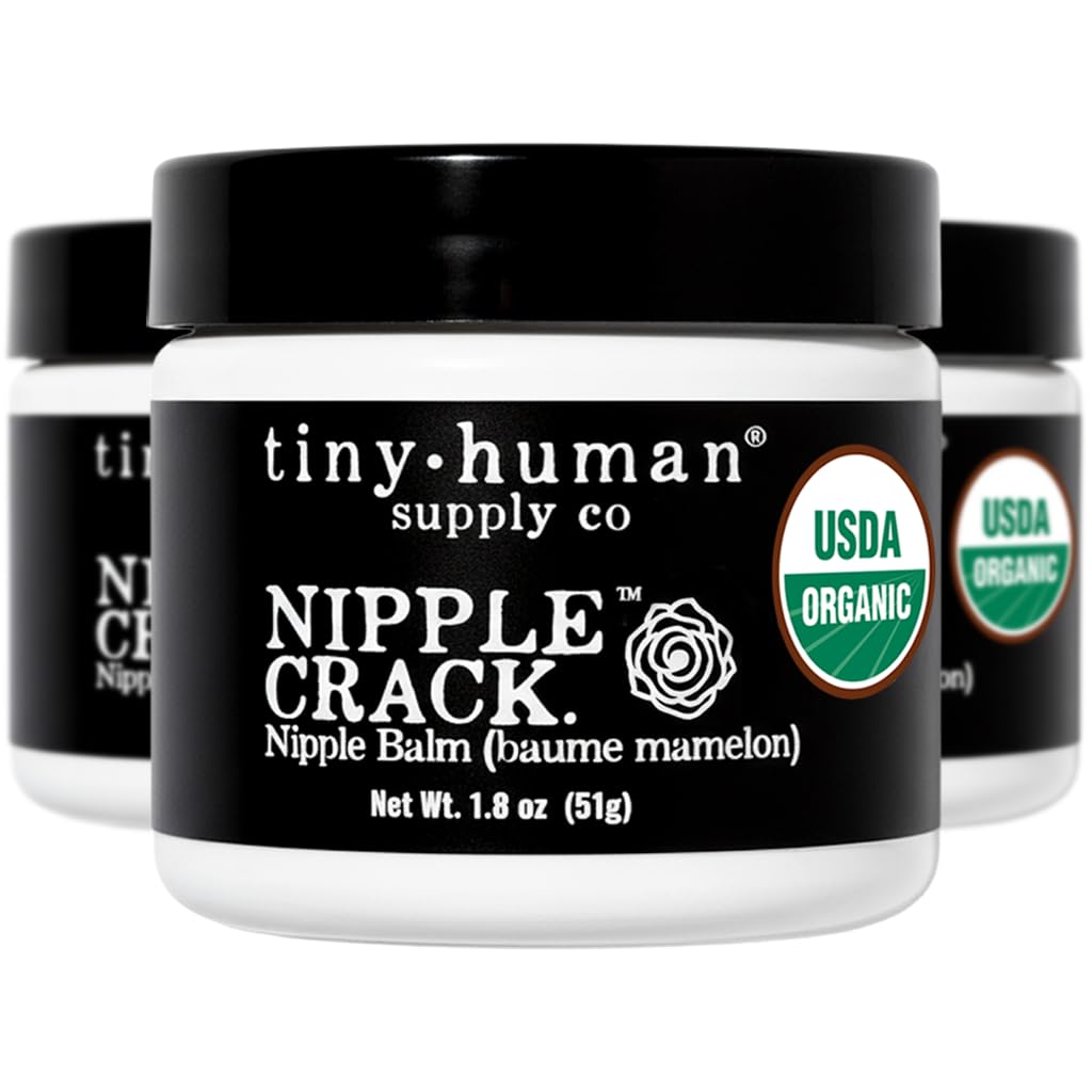 Tiny Human Supply Co Organic Nipple Cream 3-Pack balm for comfortable breastfeeding without washing off