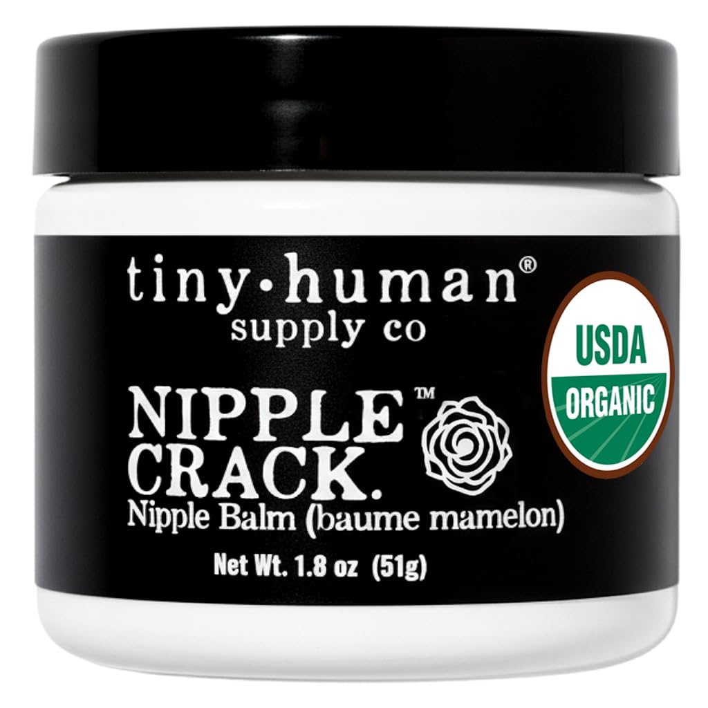 Tiny Human Supply Co Organic Nipple Cream bottle shown for gentle relief without washing