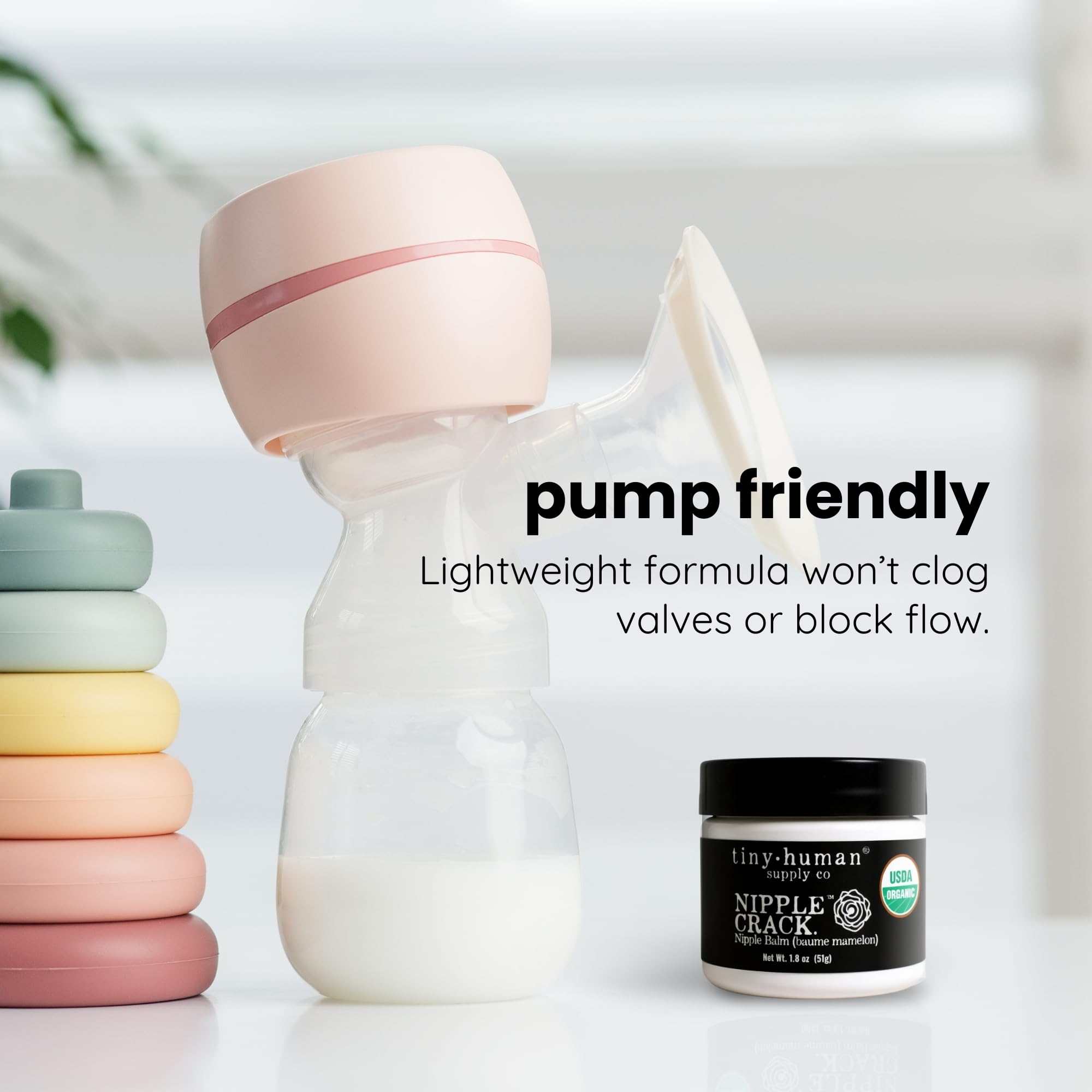 Packaging with USA made label on Tiny Human Supply Co nipple balm