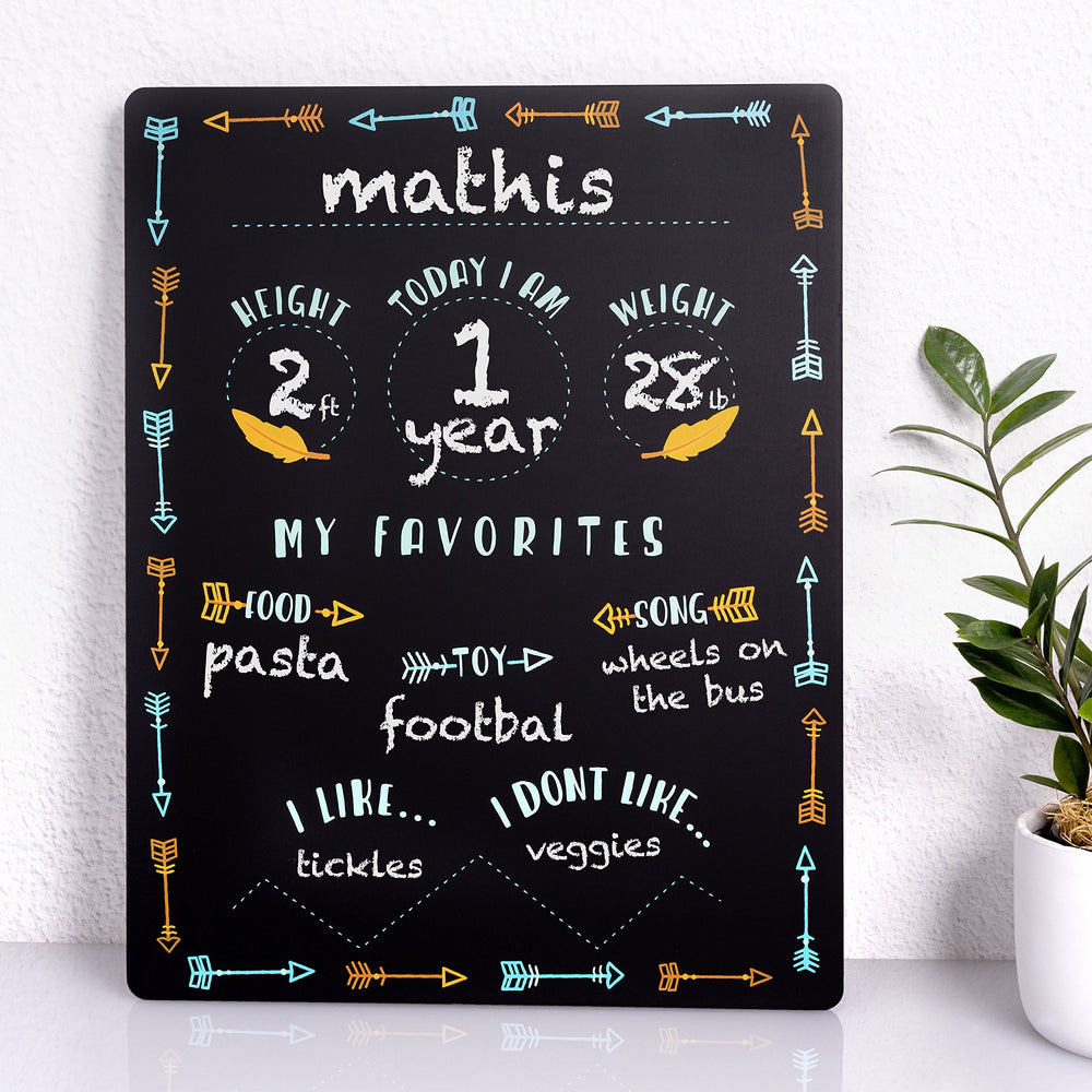 Neutral black Arrows milestone chalkboard design, suitable for any nursery