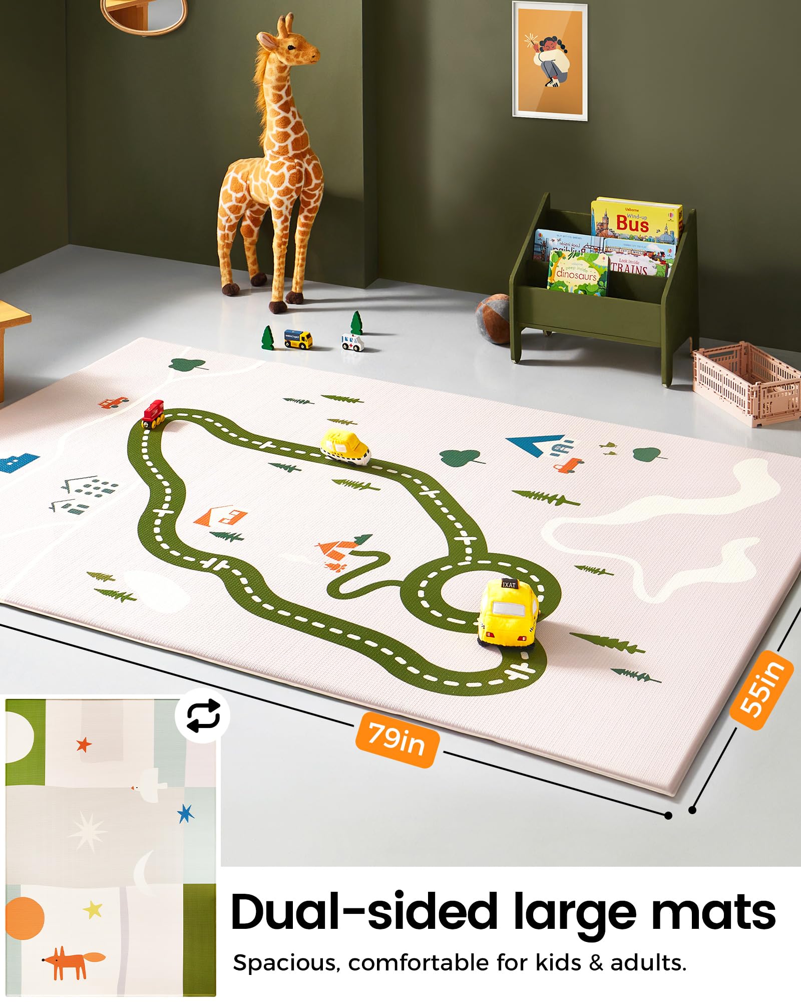 Folded edge of Tiny Land Forest Wonders Crawling Mat reveals compact storage and quick setup.