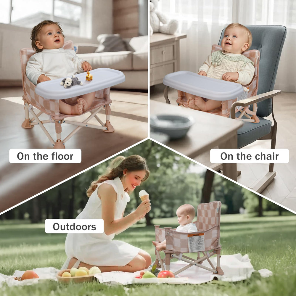 Tiny Marvels high chair includes a 3-point safety harness for reassurance