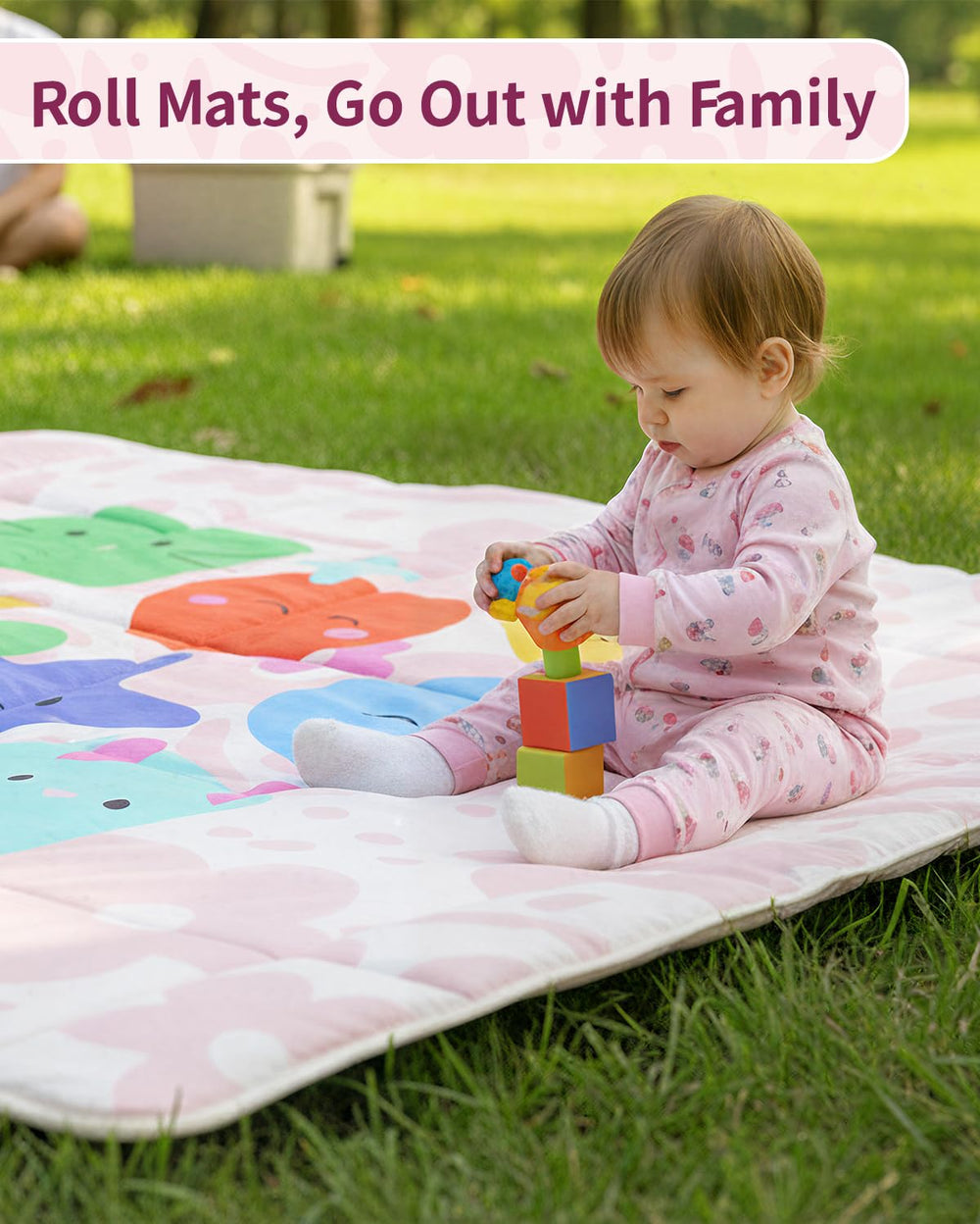 Tiny Marvels 50x50 play mat gives ample space for babies to crawl.