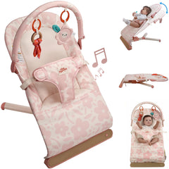 Tiny Marvels baby bouncer in pink floral pattern for a safe, soothing seat